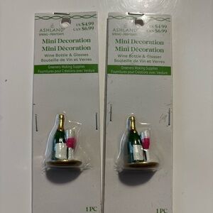 Mini Wine Bottle and Glass Decoration